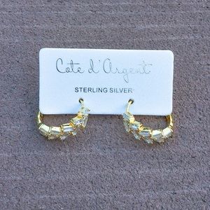 Cote d Argent Sterling Silver CZ Hoop Earrings